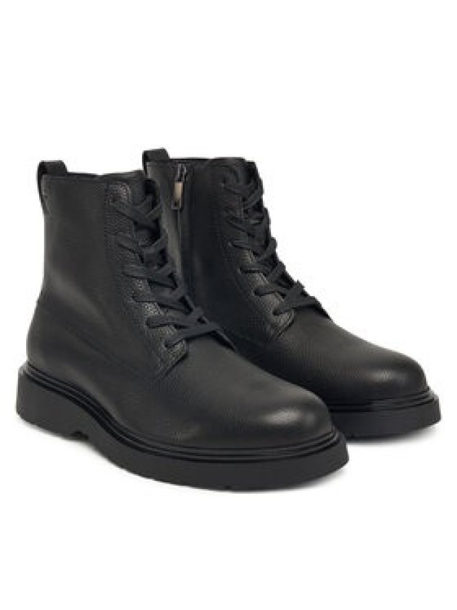 Calvin Klein Trzewiki Combat Ess Lace Up Zip Boot Lth YM0YM01373 Czarny