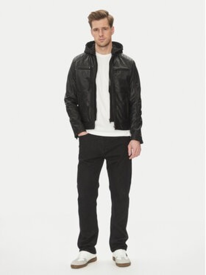 Serge Pariente Kurtka skórzana Sean Czarny Regular Fit