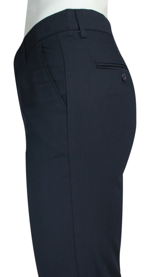 Spodnie Casualowe, Ciemne Granatowe Chinosy z Elastanem, Zwężana Nogawka, Męskie -QUICKSIDE