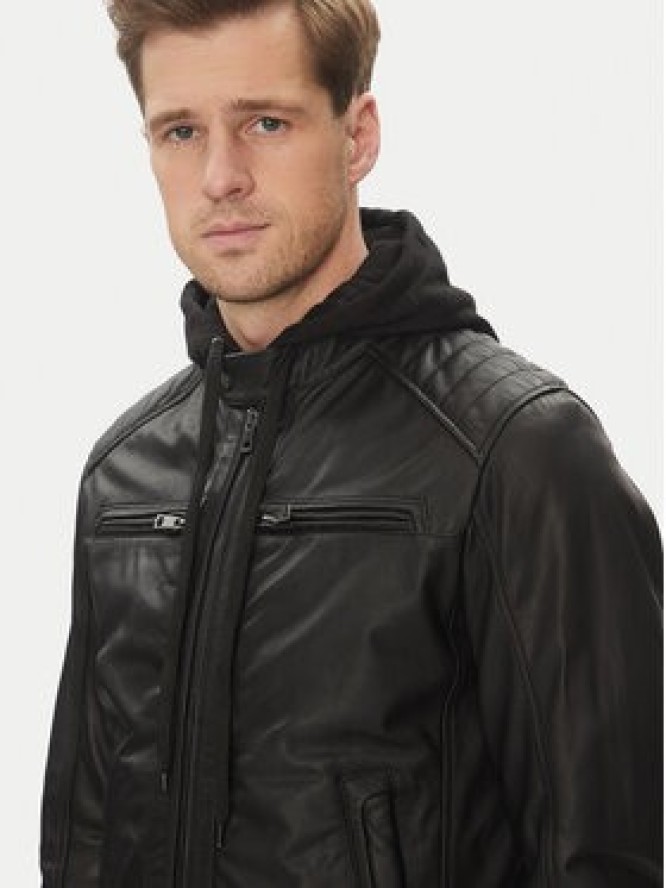 Serge Pariente Kurtka skórzana Sean Czarny Regular Fit