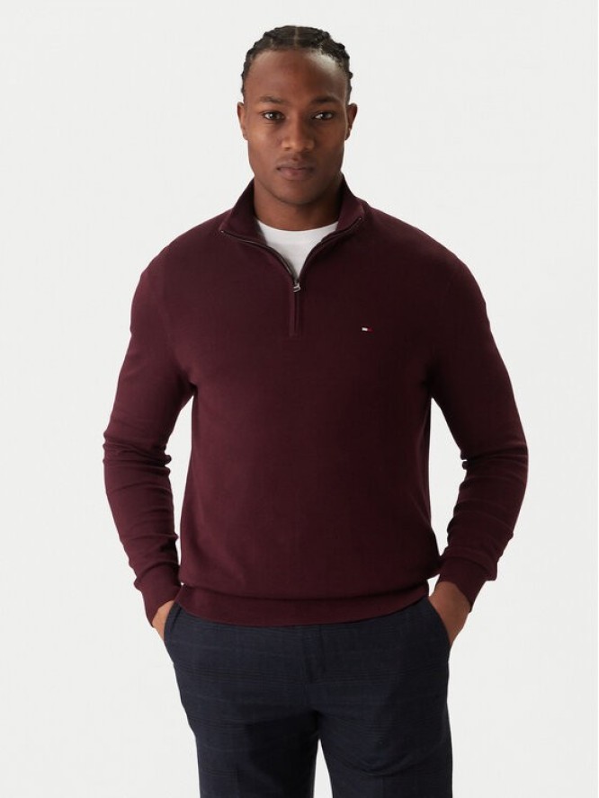 Tommy Hilfiger Sweter Essential MW0MW37331 Bordowy Regular Fit