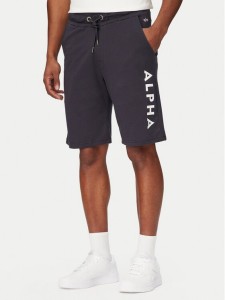 Alpha Industries Szorty sportowe Jersey 116366 Granatowy Regular Fit