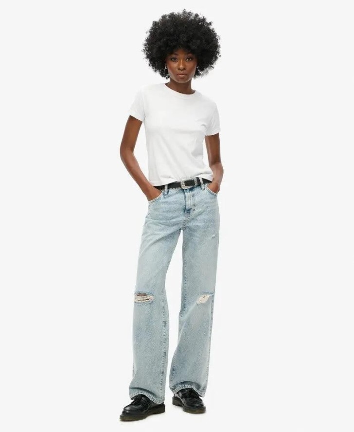 superdry Jeansy szerokie z wysokim stanem z bawełny organicznej – Spring