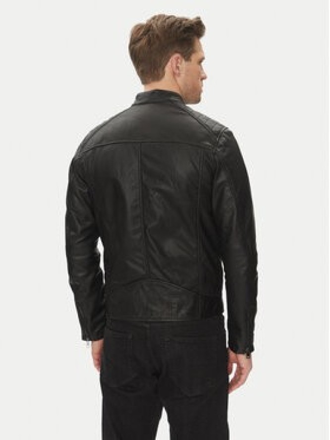 Serge Pariente Kurtka skórzana Sean Czarny Regular Fit