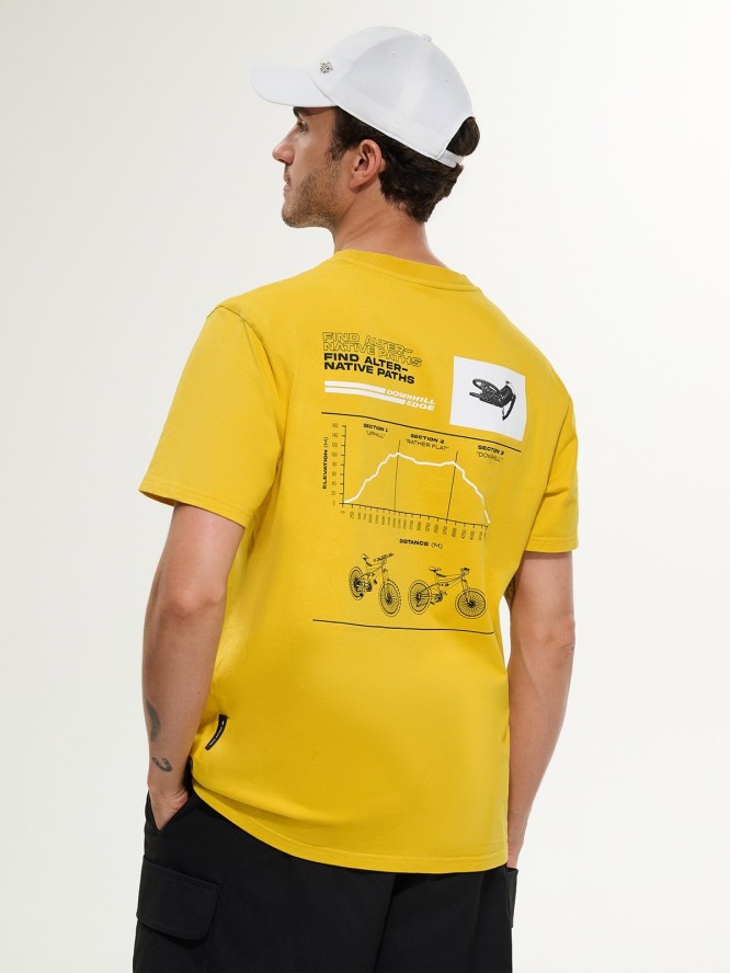 4F T-shirt relaxed z nadrukiem męski - żółty L