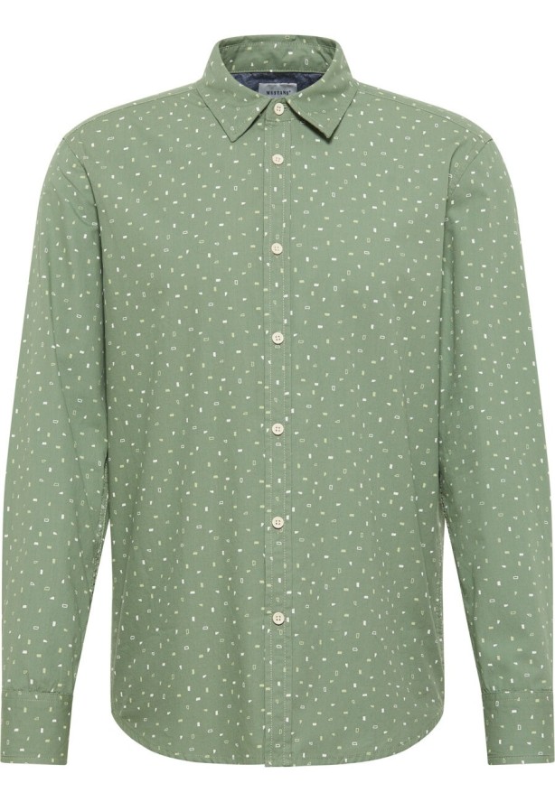 Męska Koszula MUSTANG Elmore Aop On Dark Green 1014762 12547