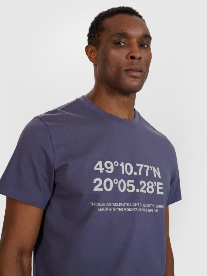 4F T-shirt regular z nadrukiem męski - szary XL