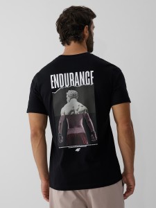 4F T-shirt regular z nadrukiem męski - czarny M
