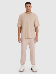 4F T-shirt oversize z modalem męski - beżowy XXL