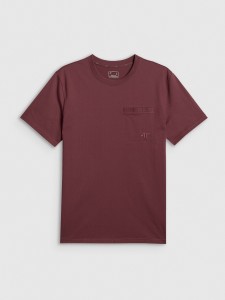 4F T-shirt regular gładki męski - burgundowy XXL