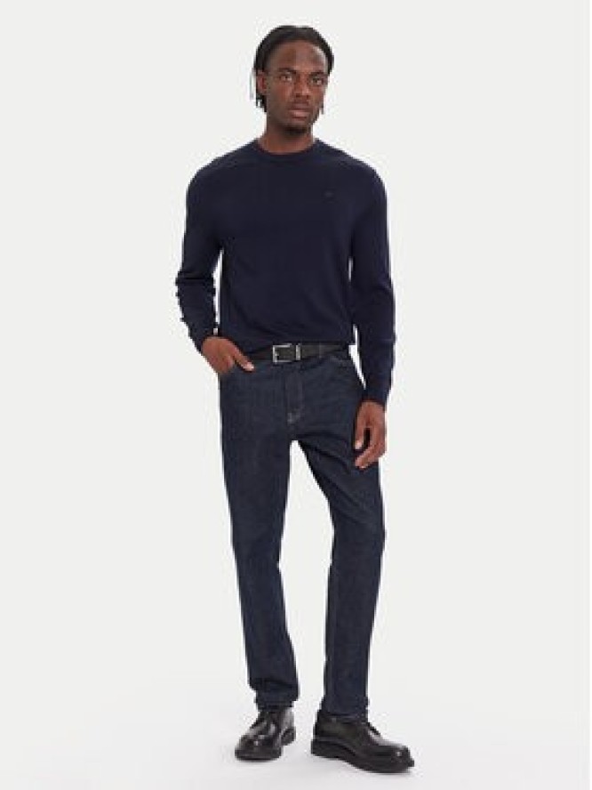 Calvin Klein Sweter LV04LB305G Granatowy Regular Fit