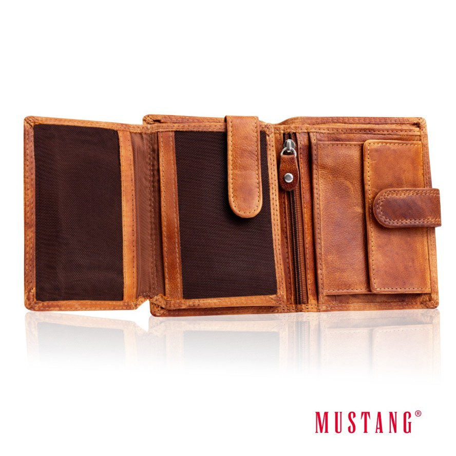 MUSTANG Denimo High Wallet Side Opening MĘSKI SKÓRZANY PORTFEL POJEMNY NA KARTY PREMIUM