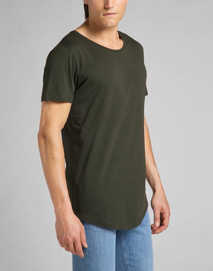 LEE SHAPED TEE MĘSKI T-SHIRT KOSZULKA LOGO SERPICO GREEN L62JEPOJ 112114652