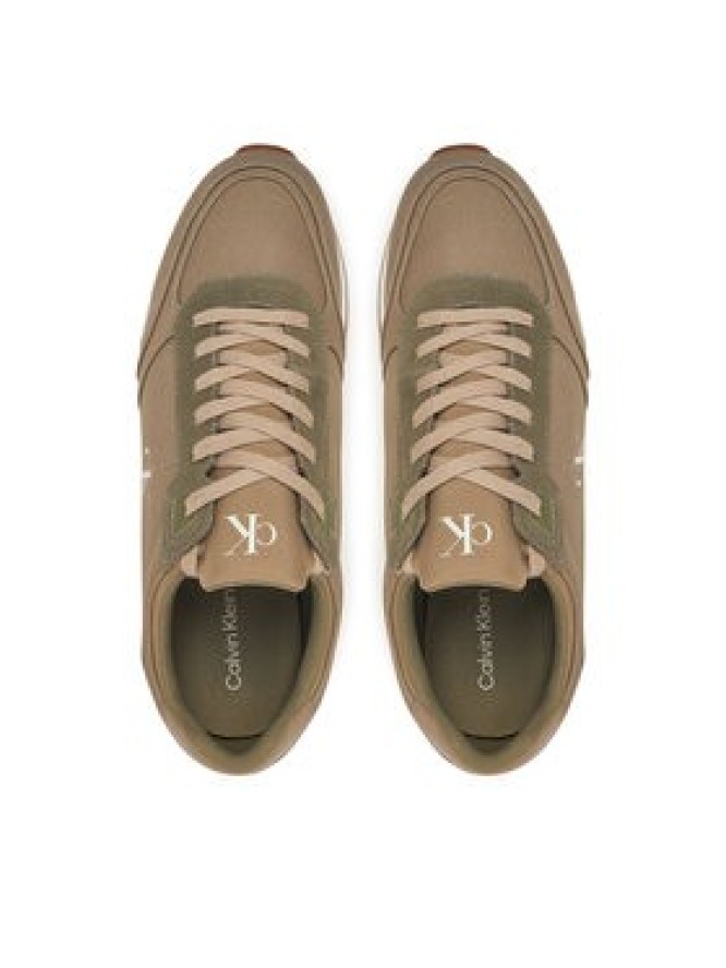 Calvin Klein Jeans Sneakersy Runner Sock Laceup Mg Canvas YM0YM01217 Zielony