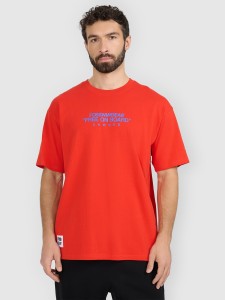 4F T-shirt loose z nadrukiem męski - czerwony L