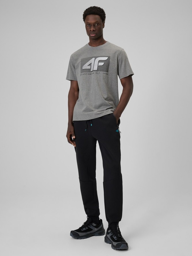 4F T-shirt regular z nadrukiem męski - szary S