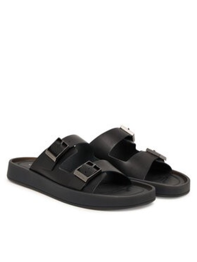 Calvin Klein Klapki Ergon Double Bar Sandal Lth HM0HM02097 Czarny