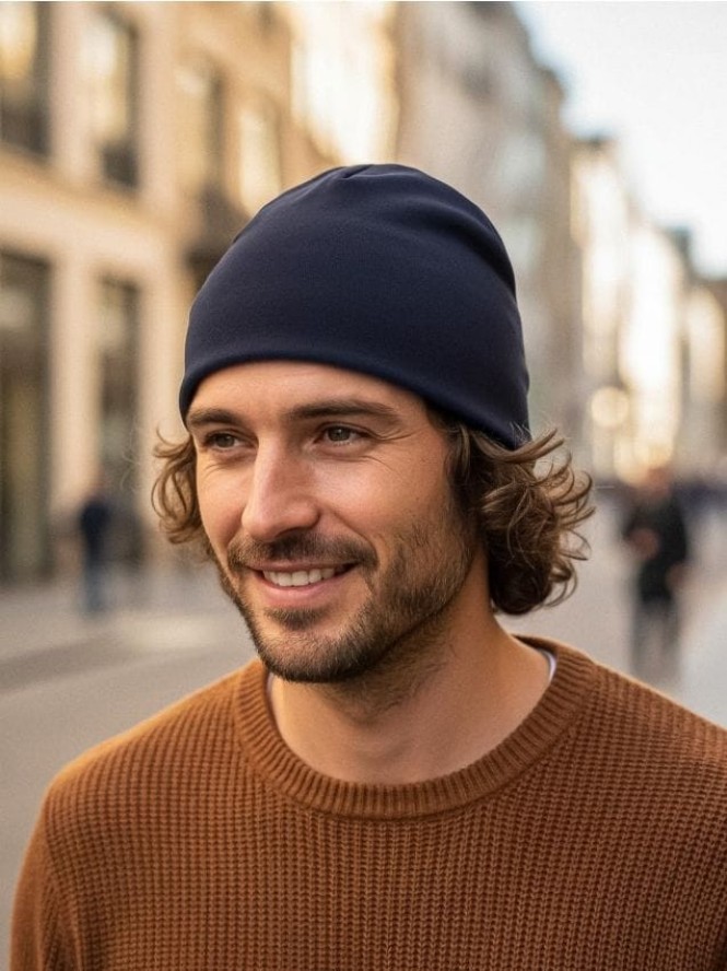 Bawełniana czapka basic - granatowy