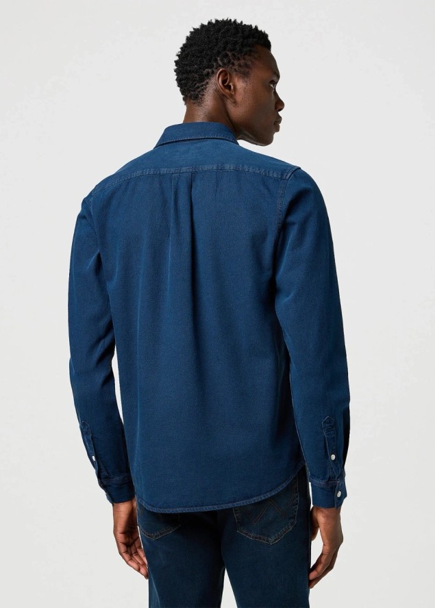 MESKA KOSZULA JEANSOWA WRANGLER 1 PKT SHIRT BLUE OXIDE 112371548