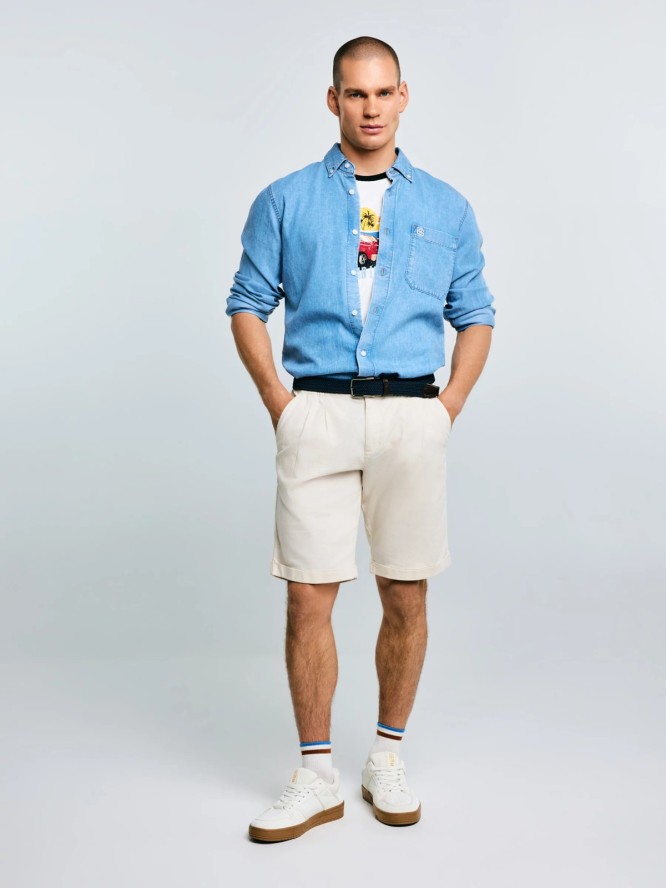 Koszula męska z imitacji jeansu niebieska Jason 147