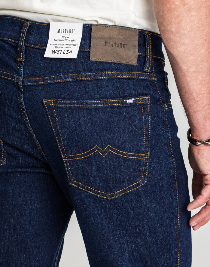 Męskie Spodnie Jeansowe Mustang Style Tramper Straight Denim Blue 1017121 5000 901