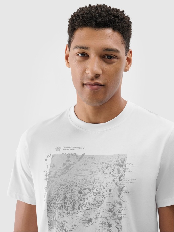 4F T-shirt regular z nadrukiem męski - biały XXL
