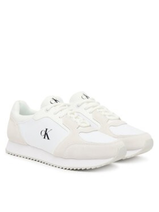 Calvin Klein Jeans Sneakersy Runner Laceup Sock Mg Nylon Mix YW0YW01644 Biały