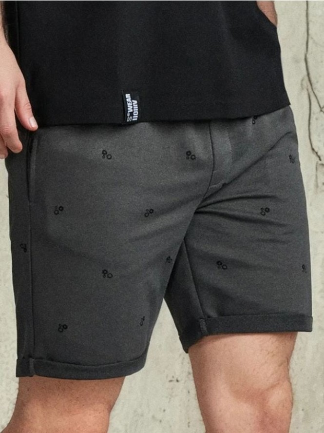 Szorty slim z wiązaniem w talii - szary