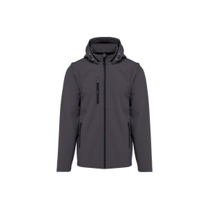 Kurtka 3-warstwowa z kapturem i odpinanymi rękawami Kariban Softshell