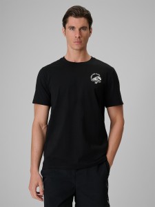 4F T-shirt relaxed z nadrukiem męski - czarny M