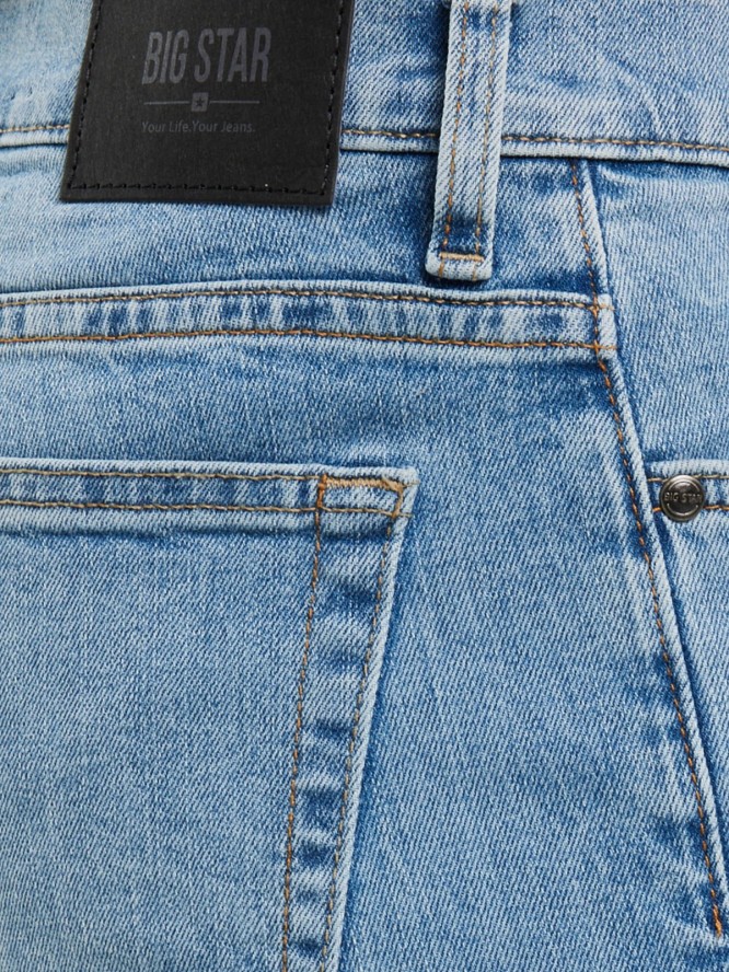 Jeansy męskie dopasowane z przetarciami jasnoniebieskie Tobias 295