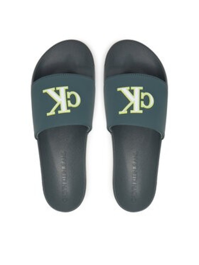 Calvin Klein Jeans Klapki Slide Jelly Mono Pu YM0YM01281 Zielony