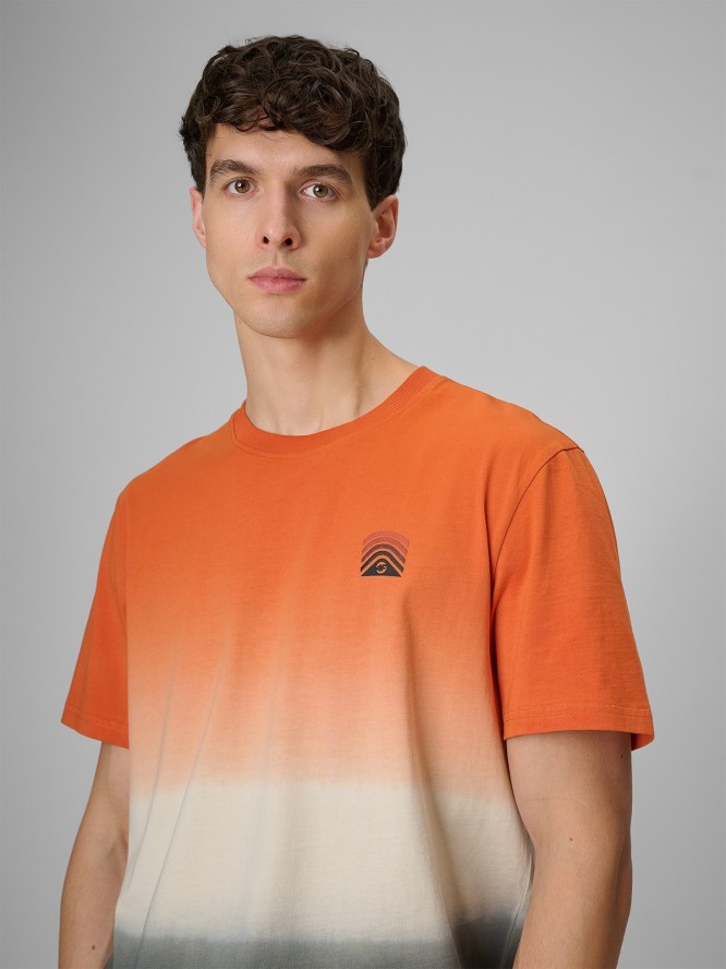 4F T-shirt relaxed z nadrukiem męski - pomarańczowy M