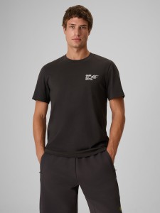 4F T-shirt regular z nadrukiem męski - szary XXL