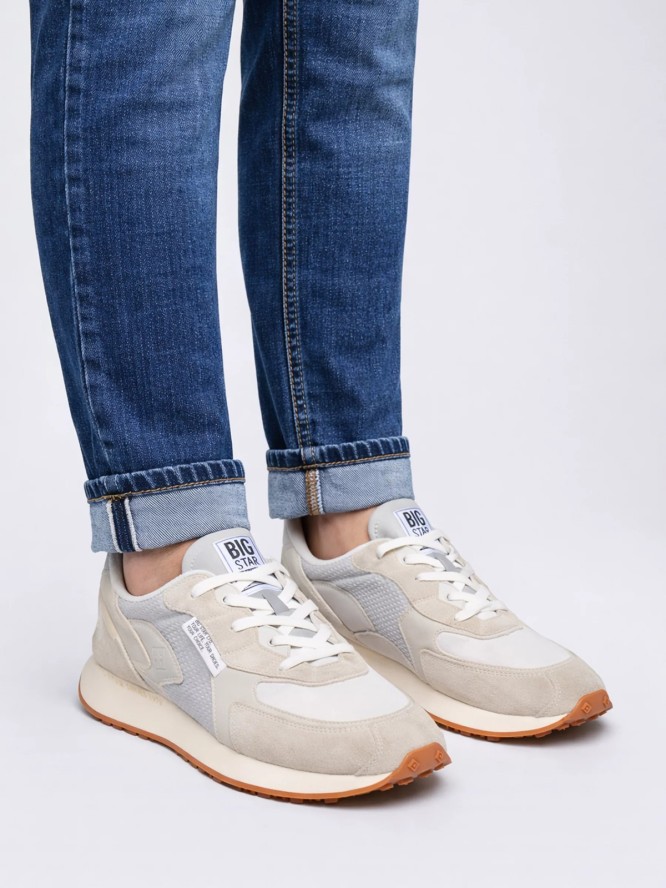 Sneakersy męskie ze skóry naturalnej szare RR174374 902