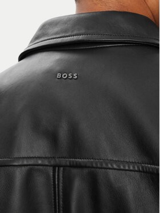 BOSS Kurtka skórzana Joban 50562532 Czarny Regular Fit