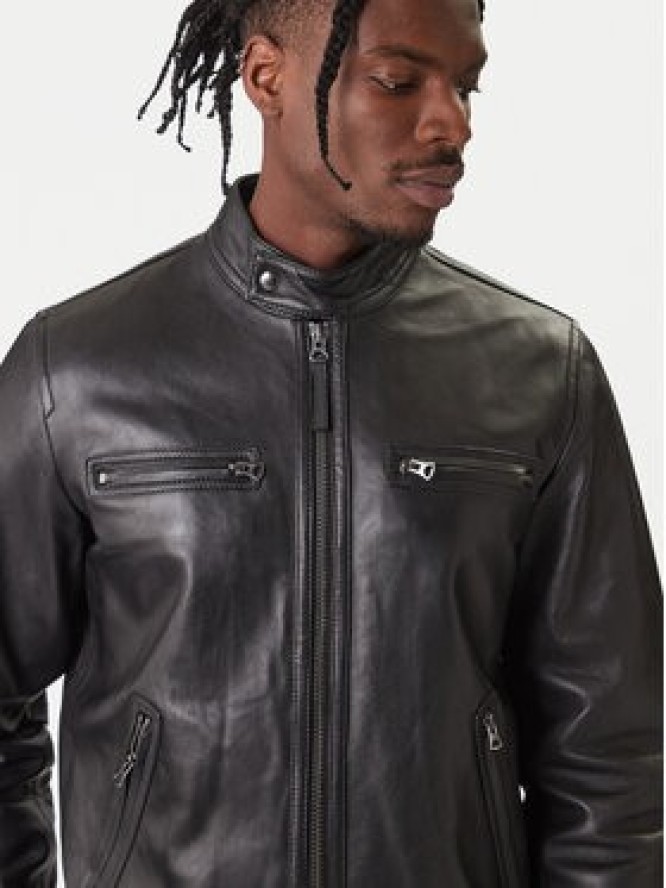 Tommy Hilfiger Kurtka skórzana Racer MW0MW41961 Czarny Regular Fit