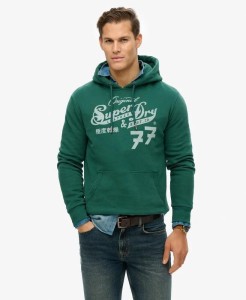 superdry Bluza z kapturem Leather & Boot Co Script z mieszanki bawełny – ENAMEL